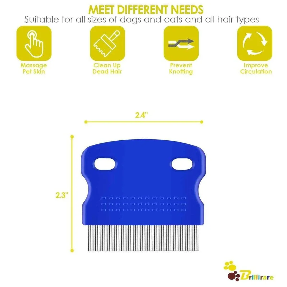 Brillirare Flea Lice Comb Stainless Steel‎ Pet Grooming Tool Dogs Cats